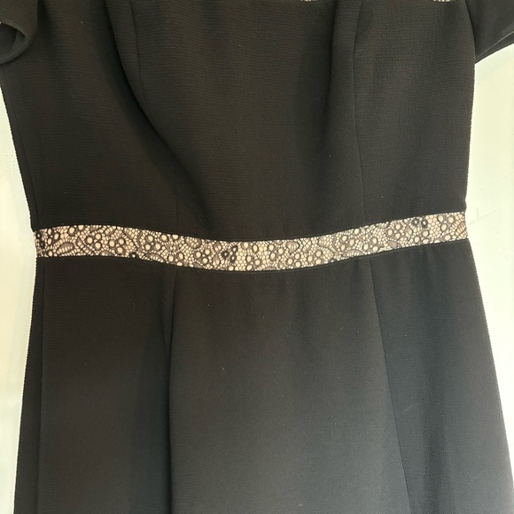 BCBG black knee length dress, size 8, with lace in panel cutouts - Picture 5 of 8